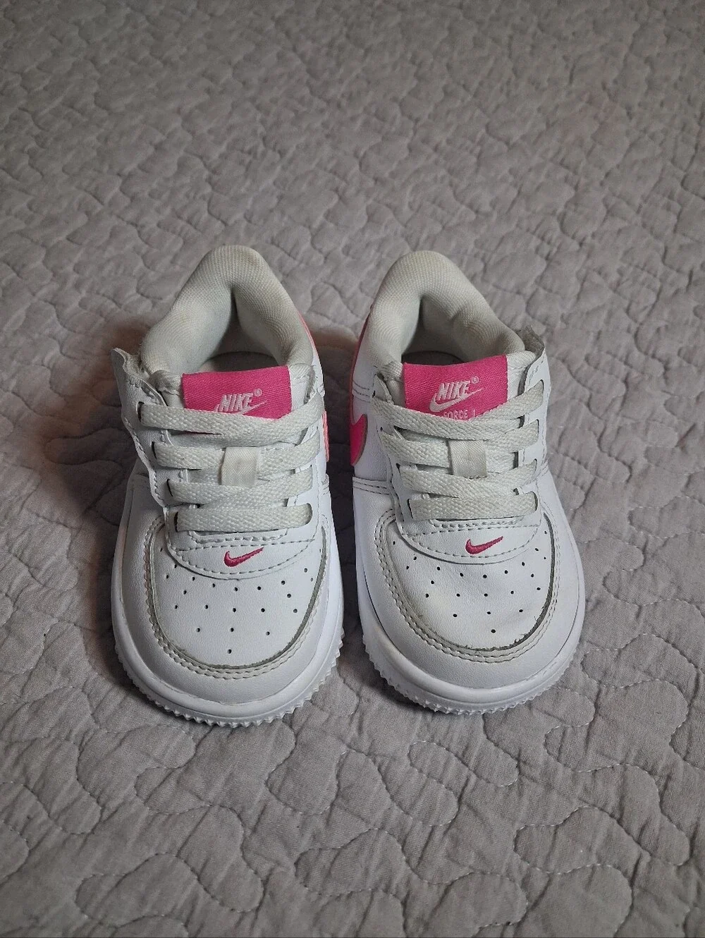 Nike Air Force 1 Crib Shoes Toddler Girls Pink White Size 5C